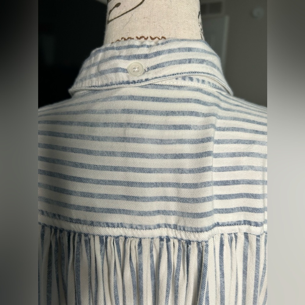 5/$25 Thread & Supply 100% rayon button up faded striped dress size large - Picture 7 of 12